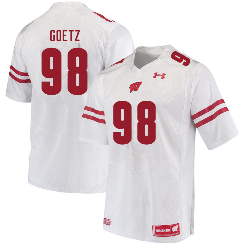 Wisconsin Badgers Men's #98 C.J. Goetz NCAA Under Armour Authentic White College Stitched Football Jersey CZ40J57ST